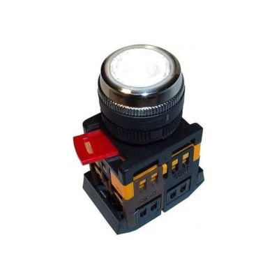 Кнопка ABLFS-22 белый d=22мм неон/240В 1з+1р IEK (BBT30-ABLFS-K01)