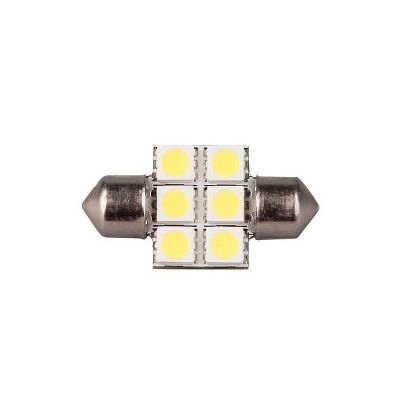 СВЕТОДИОД (АС12-10) (12T11x31-W\6SMD) софитный (салон, номерн. знак) 6 с/д, 12В