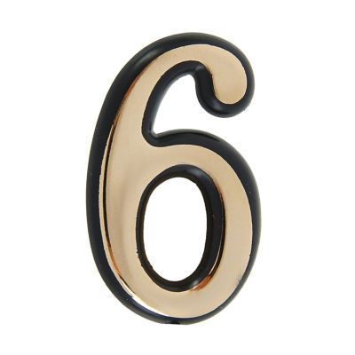 Цифра дверная БОЛЬШАЯ  "6" золото на клеевой основе пластик* (АЛЛЮР)