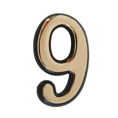 Цифра дверная БОЛЬШАЯ  "9" золото на клеевой основе пластик* (АЛЛЮР)