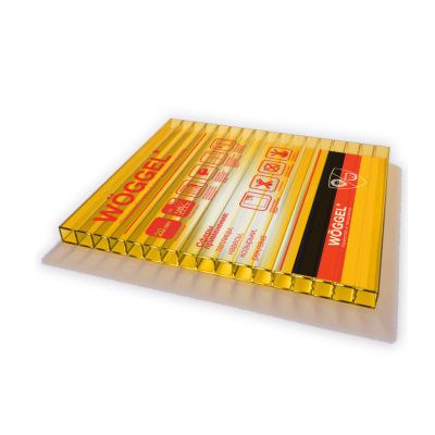 Поликарбонат сотовый 8x2100x12000 мм, желтый, Woggel, Тверская обл.