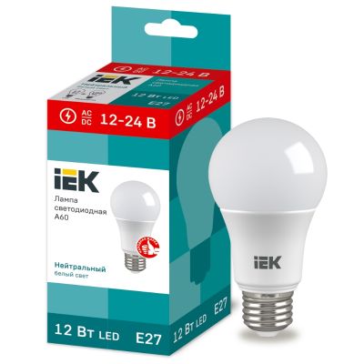Лампа IEK (ИЭК) A60-МО 12Вт 12-24V AC/DC Е27 4000К 1140Лм светодиодная 