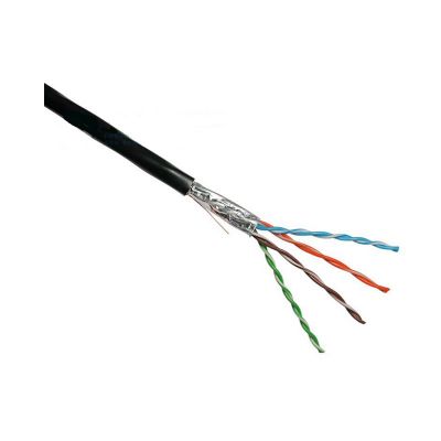 Кабель FTP 4PR 24AWG cat 5e, LDPE, (CCA), черный, наружный, LEEK, бухта 305 м