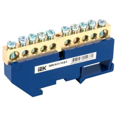 Шина N "ноль" на DIN-изоляторе ШНИ-8х12-10-Д-С IEK (YNN10-812-10D-K07)