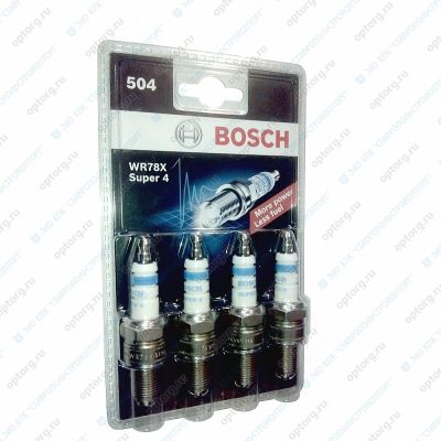 WR 78 Х (0 242 232 804) "BOSCH SUPER" КОМПЛЕКТ СВЕЧЕЙ ЗАЖИГАНИЯ (4 штуки) 1,1 мм. ВАЗ-2108-21099, 2110- 2115 (инжект. 8-ми клап., 4-х электр.)