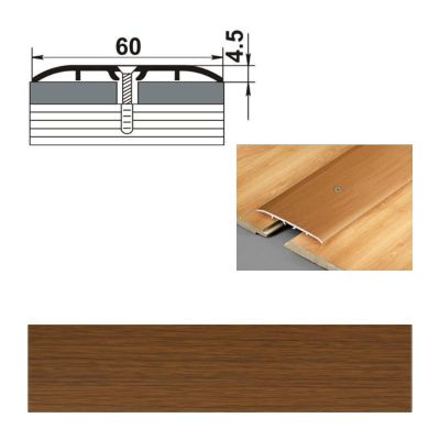 Профиль стыкоперекрывающий  ПС 07-1.1350.088, 1350x60x4,5 мм, орех, Лука