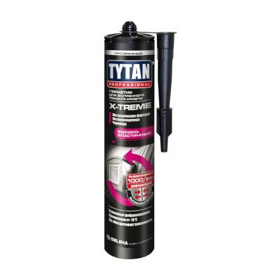 Герметик каучуковый для кровли 310 мл, прозрачный, Tytan Professional, "X-treme", арт. 91776