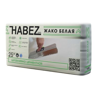 Шпатлевка цементная Habez-Gips "ЖАКО БЕЛЫЙ", 25 кг, Россия