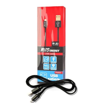Кабель  USB 2.0 Type-A - iPhone (Apple Lightning 8-pin) : 1,0 м. ("AVS") ("IP-X1") для зарядки телефона/смартфона или обмена информации с цифровыми устройствами (A07045S)