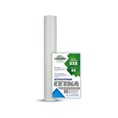 Сетка стеклотканевая ШТУКАТУРНАЯ  ALLIGATOR 5*5мм (1*50+/-5 м) 65 гр/м2 