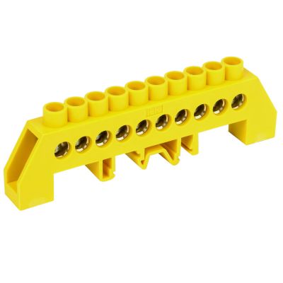 Шина PE "земля" в комбинированном DIN-изоляторе типа "Стойка" ШНИ-8х12-10-КС-Ж IEK (YNN10-812-10DP-K05)