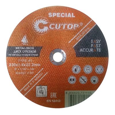 Круг отрезной по металлу 230x1,6x22,2 мм, Cutop (Катоп) "Profi Plus", 40014S, Китай