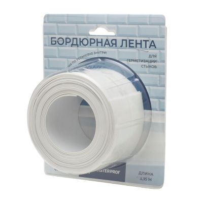 Лента бордюрная герметик 60 мм, 3,35 м белая (блистер)