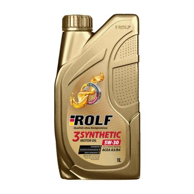 Масло моторное ROLF 3-syntetic (A3/B4) SAE 5W30, 1 л, API SL/CF, синтетическое, (двиг. бензиновый, дизельный), (пластик. канистра)*