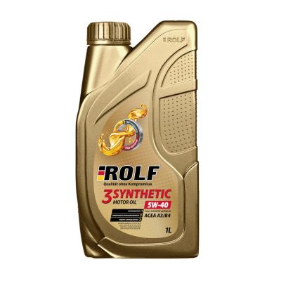 Масло моторное ROLF 3-syntetic (A3/B4) SAE 5W40, 1 л, API SN/CF, синтетическое, (двиг. бензиновый, дизельный), (пластик. канистра)*