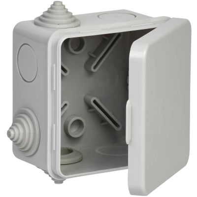 Коробка КМ41238 распаячная d80х80х50 мм О/П IР54 (RAL 7035, 7 гермовводов) IEK 