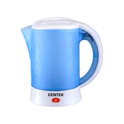 Электрочайник CENTEK CТ-0054 Blue дорожный, 650 Вт, 0,6 л, бело-голубой
