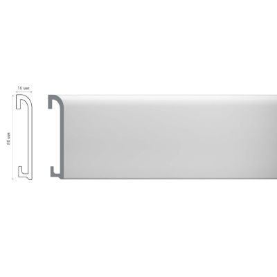 *Плинтус PS Flint 80 GM Белый 80*16*2000, под покраску