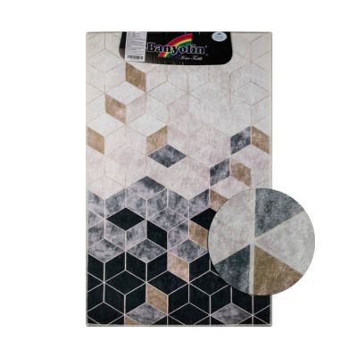 00837 КОВРИК в ванную "КОРИЧНЕВЫЕ КУБЫ" одинарный 55*90 см Турция