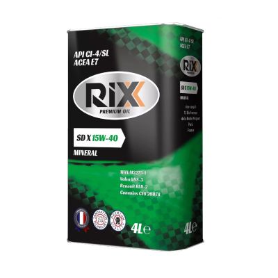 Масло моторное RIXX SD X SAE 15W40, 4 л, API CI-4/SL, минеральное, (двиг. турбодизельный), ( ACEA E7)***