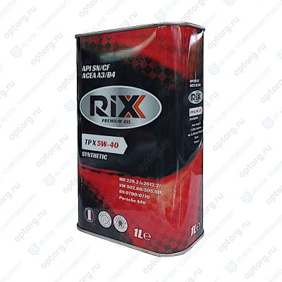 Масло моторное RIXX TP X  SAE 5W40, 1 л, API SN/CF, синтетическое, (ACEA A3/B4)*