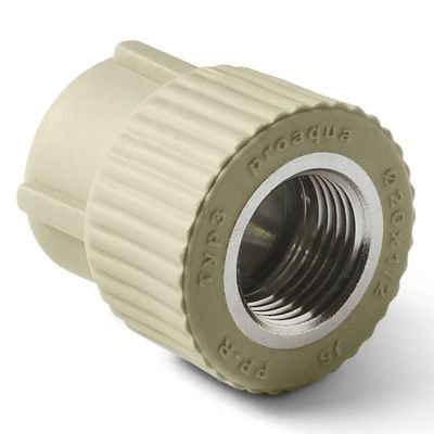 Муфта комбинированная PP-R D=20 мм x 1/2" ВР, серый, Pro Aqua