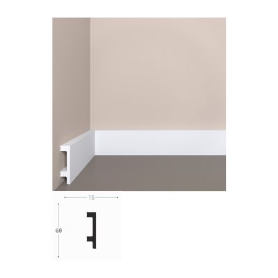 Плинтус напольный, П15 XPS полимер, 60/15, Bello Deco 