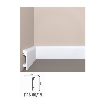 Плинтус напольный, П16 XPS полимер, 80/19, Bello Deco 