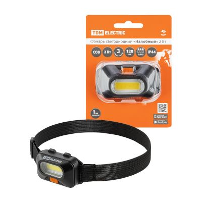 Фонарь TDM "Налобный" 2 Вт COB 3*AAA LED, SQ0350-0072