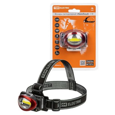 Фонарь TDM "Налобный" 3 Вт COB 3*AAA LED, SQ0350-0071