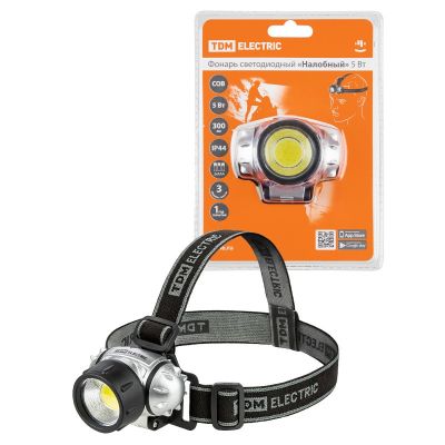 Фонарь TDM "Налобный" 5 Вт COB 3*AAA LED, SQ0350-0073