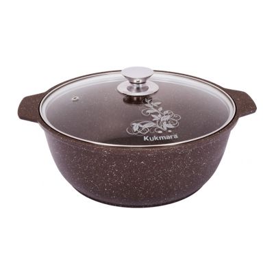 Кастрюля-жаровня  3 л стекл крышка АП (кофейный мрамор) жмк32а