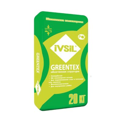 Шпатлевка полимерная IVSIL "GREENTEX", 20 кг, супербелая, Россия