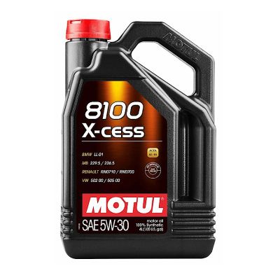 Масло моторное MOTUL 8100 X-CESS, А3/В4, SAE 5W30, 4 л, API SL, синтетическое