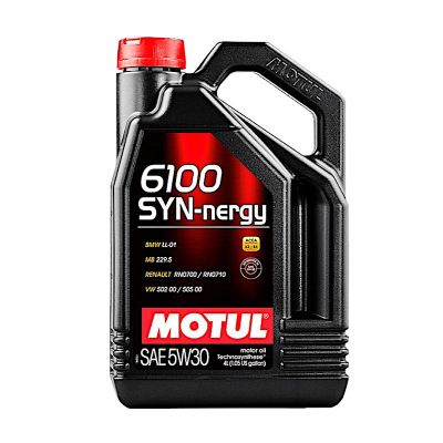 Масло моторное MOTUL 6100 SYN-NERGY Technosynthese, А3/В4, SAE 5W30, 4 л, API SL, синтетическое
