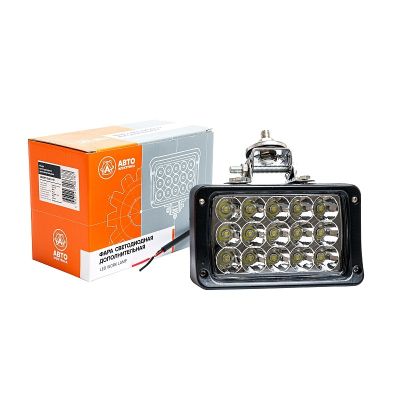 Фара светодиодная (12/24В.) (AE45RT-15LED-HC) 15 с/д, прямоугольная, направленный/дальний свет, пылевлагозащищенная IP67, алюмин. корпус, OFF-Road 45W, 15 светодиодов