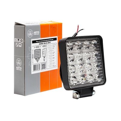 Фара светодиодная (12/24В.) (AE48S-16LED-28HC) 16 с/д, квадратная, направленный/дальний свет, пылевлагозащищенная, алюмин. корпус, OFF-Road 48W, 16 светодиодов