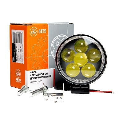 * Фара светодиодная (12/24В.) (AE18R-6LED-LENS-HC) 6 с/д, ЛИНЗА, круглая, направленный/дальний свет, пылевлагозащищенная, алюмин. корпус, IP67, OFF-Road 18W, 6 светодиодов