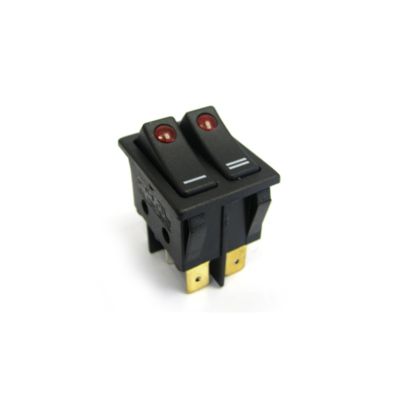 Выключатель клавишный 250V 15А (6с) ON-OFF черный  с подсветкой  ДВОЙНОЙ  (RWB-512, SC-797)  REXANT36-2430