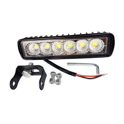 * Фара светодиодная (12/24В.) AE18RT-6LED-DRL-PC 6 с/д, прямоугольная, встраиваемая, направленный/дальний свет, пылевлагозащищенная, алюмин. корпус, IP67, OFF-Road 18W, 6 светодиодов (ДХО)