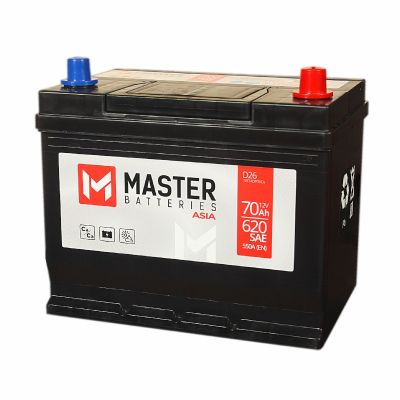 Аккумулятор 6СТ-70 R+ "Master Batteries Asia" (80D26L) обр.поляр., яп.стан.,ниж.крепл.,  ( Мастер) (Беларусь) 