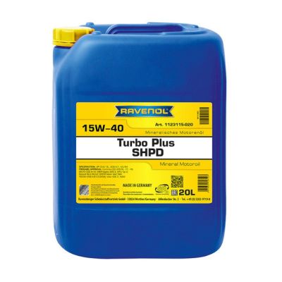 Масло моторное RAVENOL Turbo plus SHPD (A3/B4 ; E7) SAE 15W40, 20 л, API CI-4/SL, минеральное, (двиг. бензиновый, дизельный)