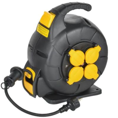Удлинитель-катушка IEK УК10 "TWIST" 4 места 10м З/К 16А 3500Вт КГ 3*1,5мм2  автосмотка IP44 (TW-KP27-16-04-10-44)