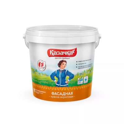 Краска ВД-АК белая фасадная (1,4кг) "КАЗАЧКА" Ростовск.обл