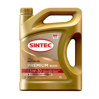 Масло моторное Sintec Premium 9000 (A3/B4) SAE 5W30, 4 л, API SL/CF, синтетическое, (двиг. бензиновый, дизельный), (пластик. канистра)