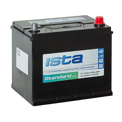 Аккумулятор 6СТ-65 R+ "ISTA Standart" зал., обр.поляр., япон.ст., толст. клем., ниж. крепл. (75D23L) (Турция) (иста)