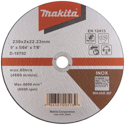 Круг отрезной по металлу 230x2,0x22,2 мм, Makita, по нержав.стали D-18792