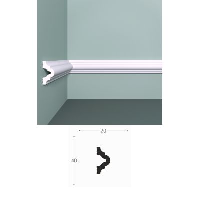 Молдинг 40x20x2000 мм, экструдированный, белый, М12, bello-deco