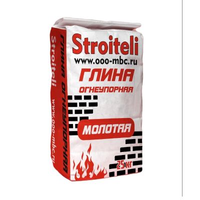 Глина огнеупорная (шамотная) Stroiteli, 25 кг, Россия