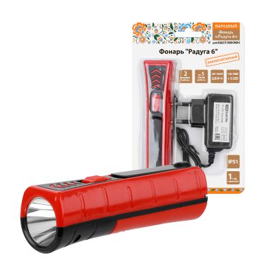 Фонарь TDM "Радуга 6" 1 Вт LED+5 LED аккум., SQ0350-0206